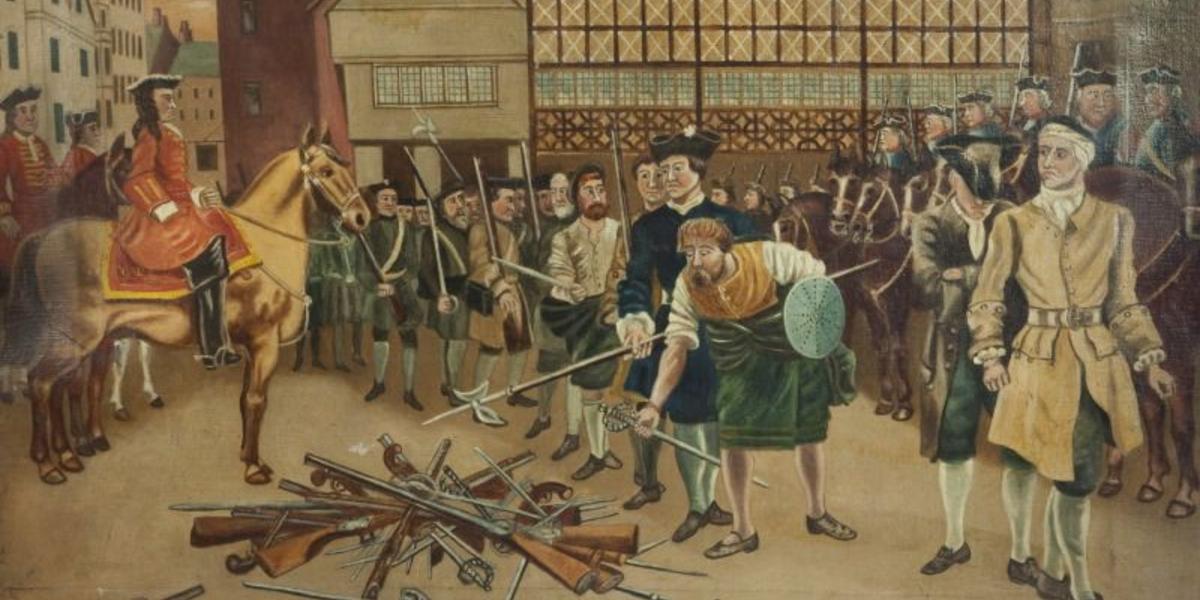 Painting depicting the surrender at the Battle of Preston 1715. Painting depicting the surrender at the Battle of Preston 1715.