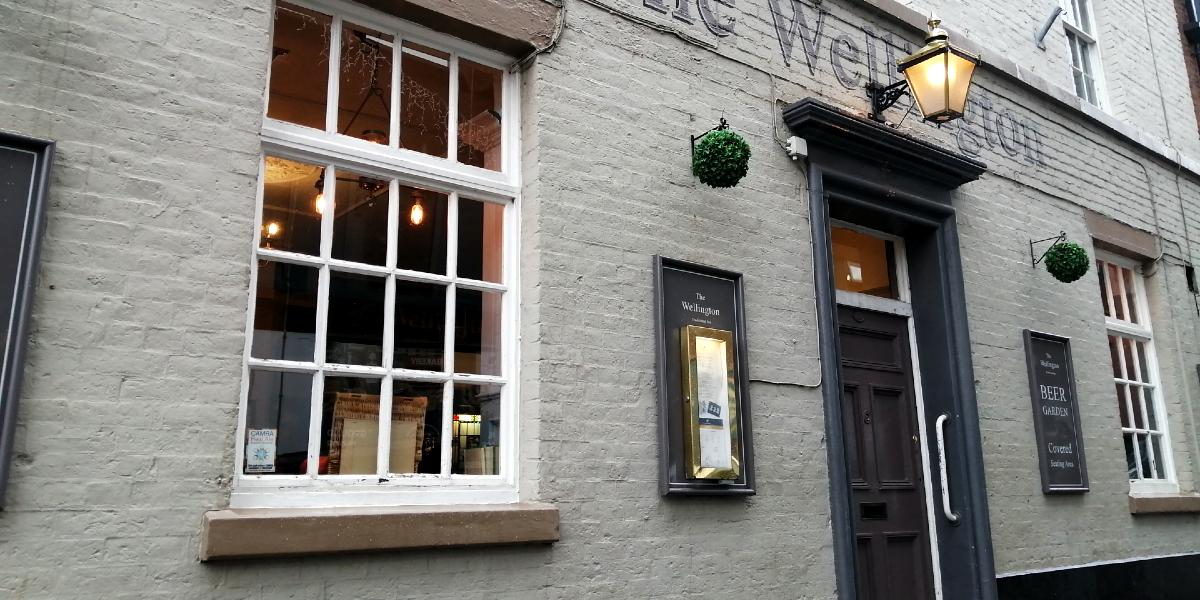 Outside The Wellington Inn pub down Preston's Glover's Court Outside The Wellington Inn pub down Preston's Glover's Court