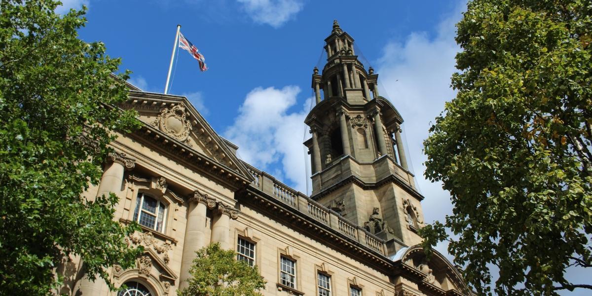 Main image: Looking up at Preston Sessions House and British flag flying. Looking up at Preston Sessions House and British flag flying.