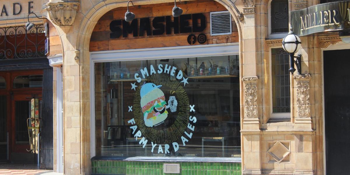 Outside Smashed in Miller Arcade, Preston.