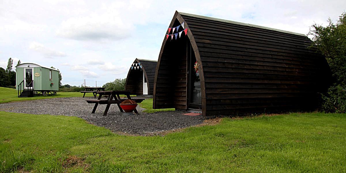 Poplar Grove Farm two camping pods and a shepherd hut. Two camping pods and a shepherd hut at Poplar Grove Farm.