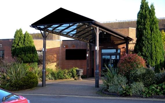 Entrance canopy to Preston Leyland Hotel.