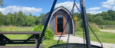 Bowland Wild Boar Park camping pod and fire pit.